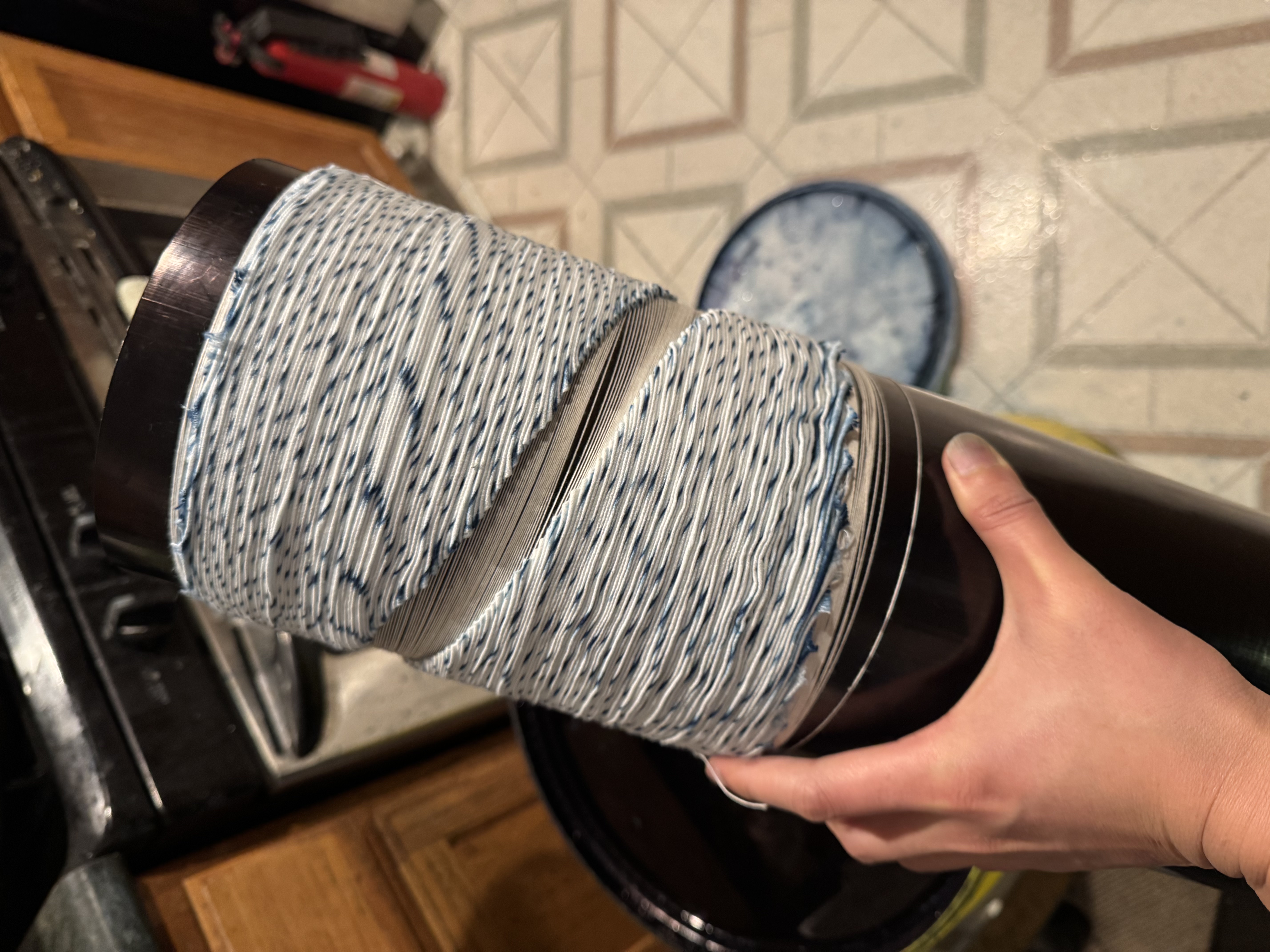 Before entering the dye vat